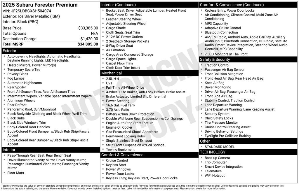 Certified 2025 Subaru Forester Premium AWD/4WD image 34