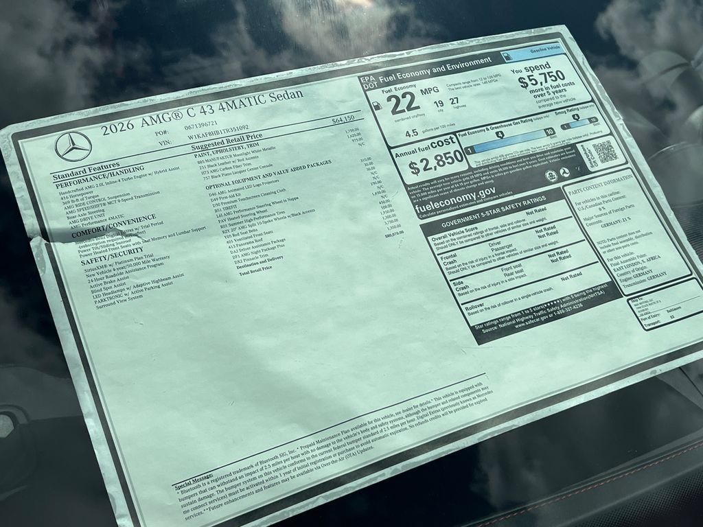 New 2026 Mercedes-Benz C 43 AMG 4MATIC Sedan image 37