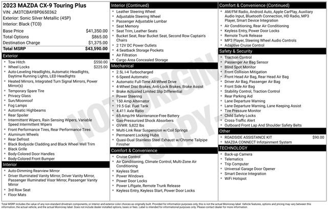 Used 2023 MAZDA CX-9 Touring Plus image 31