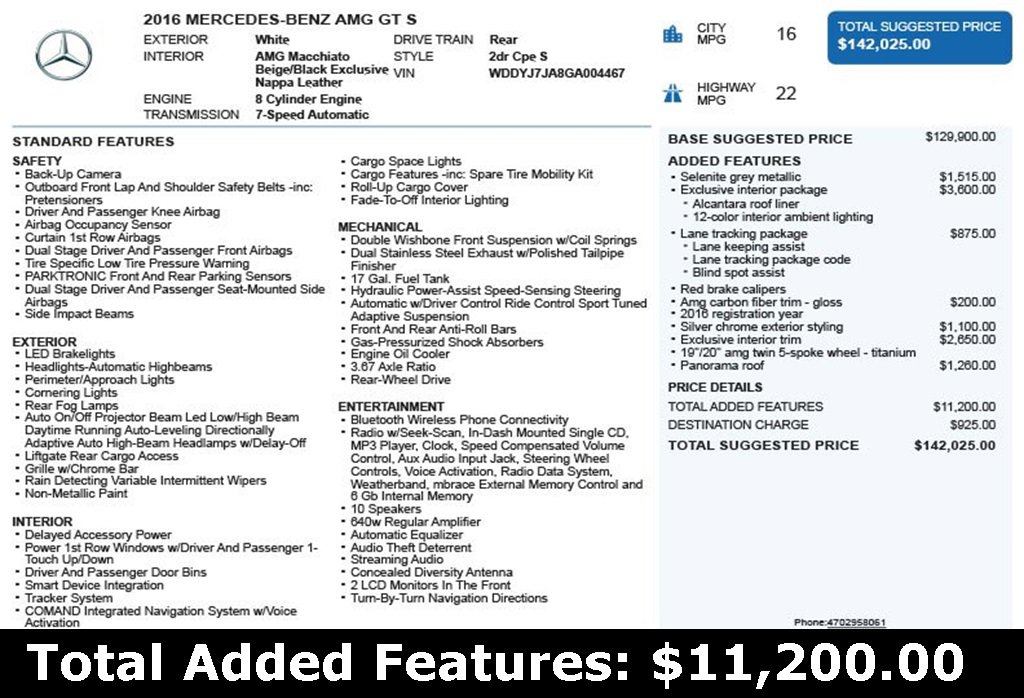 Used 2016 Mercedes-Benz AMG GT S w/ Exclusive Interior Package image 3