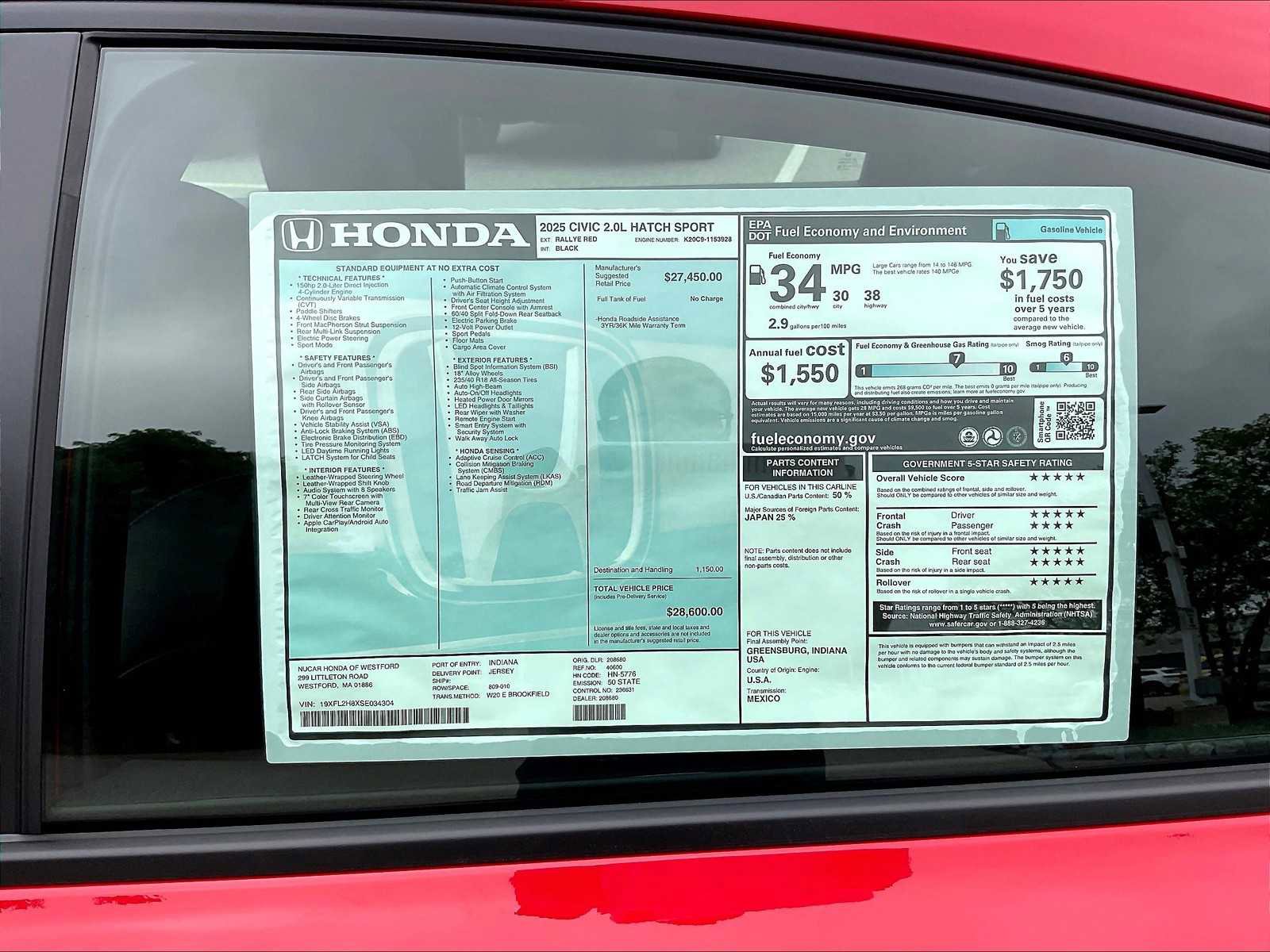 New 2025 Honda Civic Sport image 18