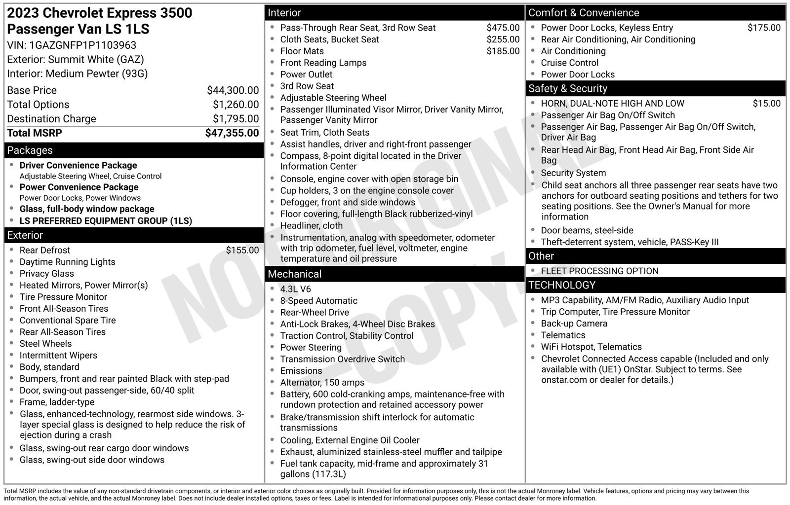 Used 2023 Chevrolet Express 3500 LS RWD image 2