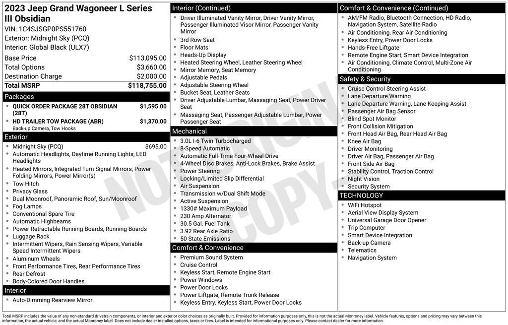 Used 2023 Jeep Grand Wagoneer L Series III w/ Quick Order Packagew 28T image 4