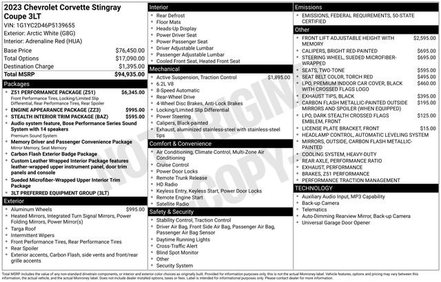 Certified 2023 Chevrolet Corvette Stingray Premium Cpe w/ Z51 Performance Package image 37