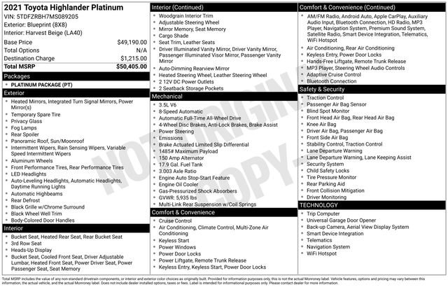 Used 2021 Toyota Highlander Platinum image 42