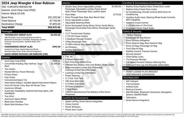 Used 2024 Jeep Wrangler Unlimited Rubicon w/ Technology Group AWD/4WD image 18