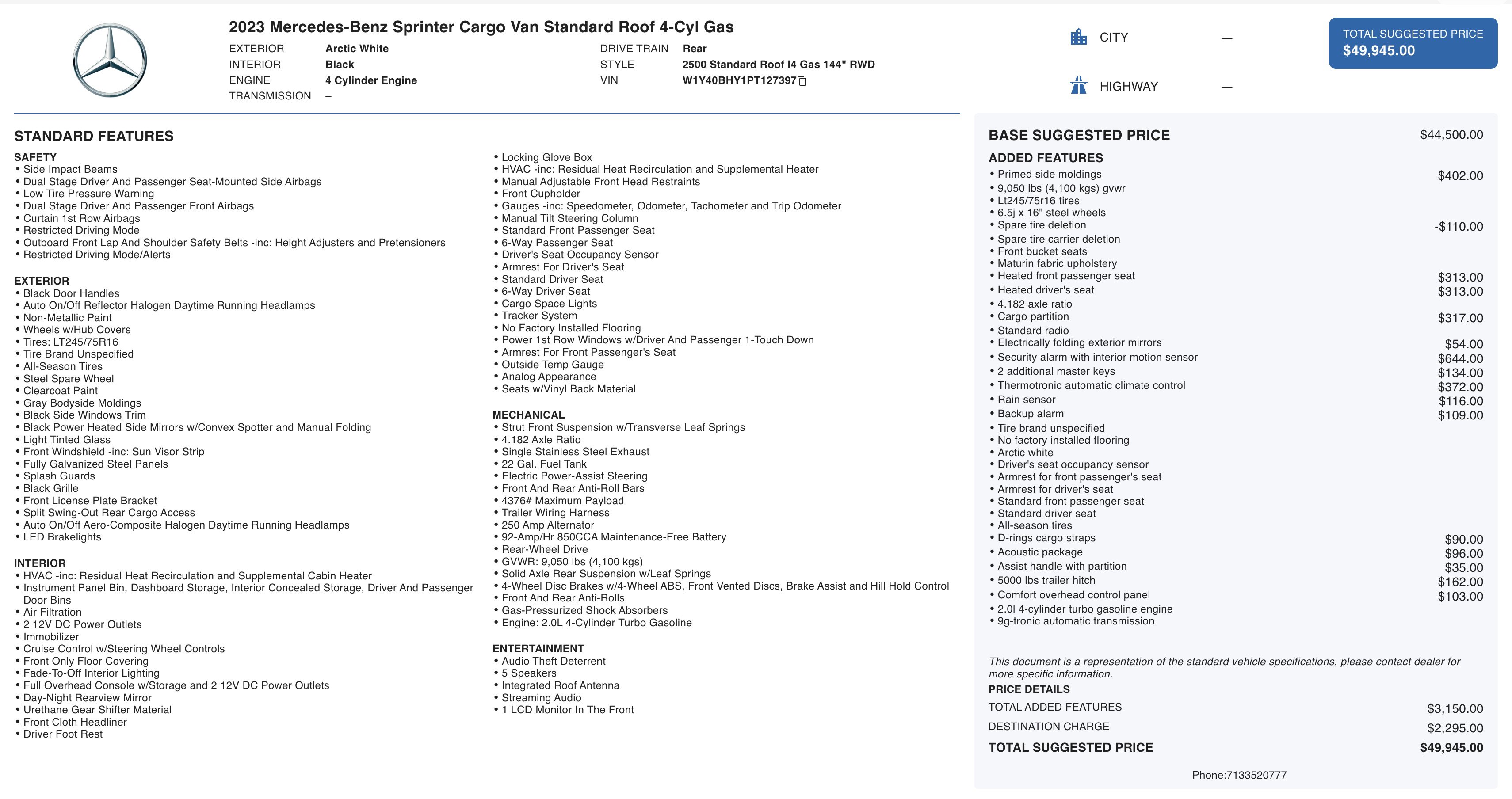 Used 2023 Mercedes-Benz Sprinter 2500 image 3