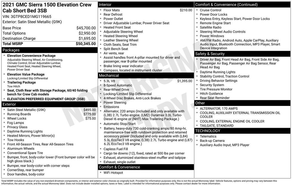 Used 2021 GMC Sierra 1500 Elevation image 3