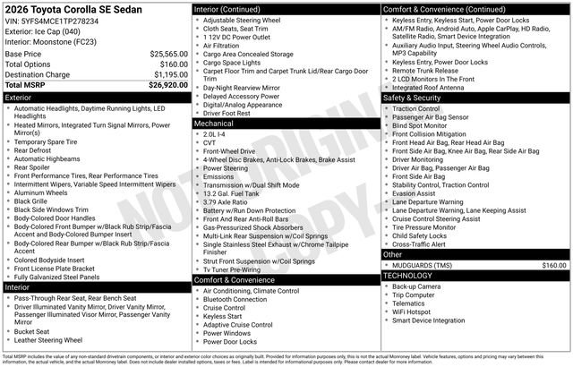 New 2026 Toyota Corolla SE FWD image 22