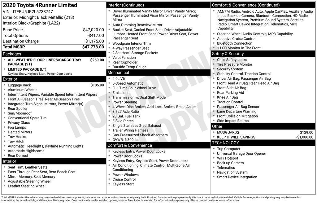 Certified 2020 Toyota 4Runner Limited AWD/4WD image 5
