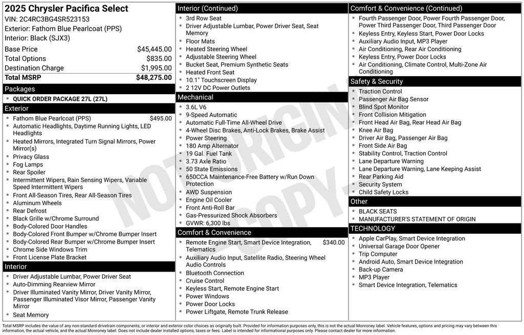 Used 2025 Chrysler Pacifica Select image 3