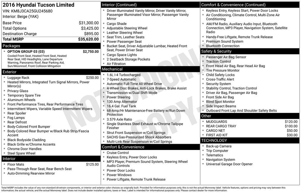 Used 2016 Hyundai Tucson Limited w/ Option Group 03 image 32