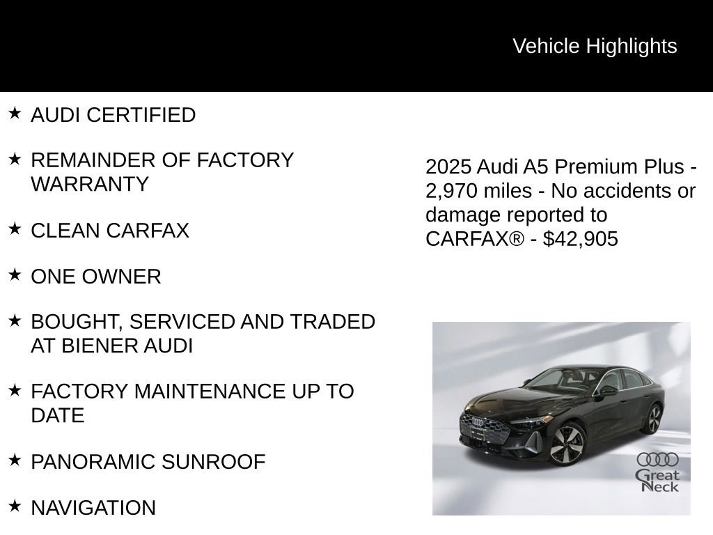 Certified 2025 Audi A5 2.0T Premium w/ Premium Plus AWD/4WD image 10
