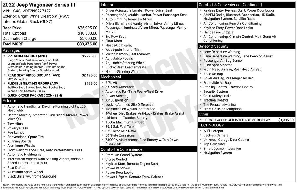 Used 2022 Jeep Wagoneer Series III w/ Premium Group I image 2