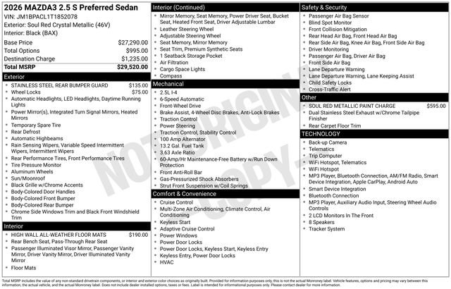 Certified 2026 MAZDA MAZDA3 2.5 S Sedan w/ Preferred Pkg FWD image 2
