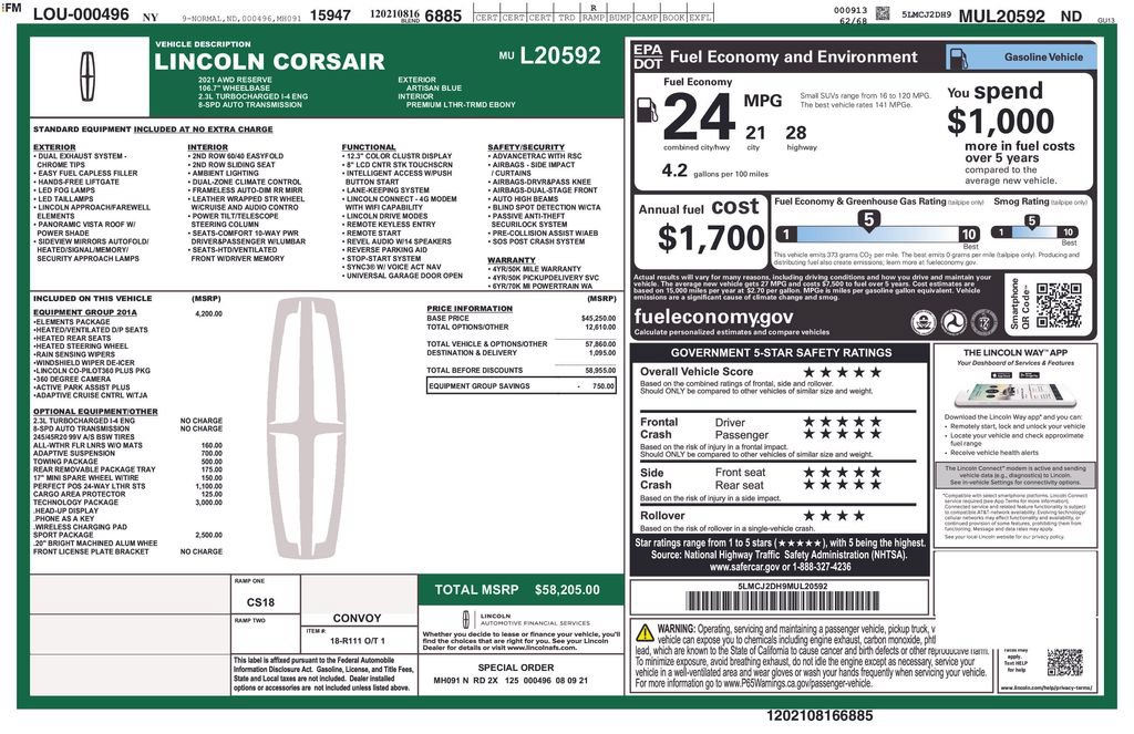 Used 2021 Lincoln Corsair Reserve w/ Equipment Group 201A AWD/4WD image 23