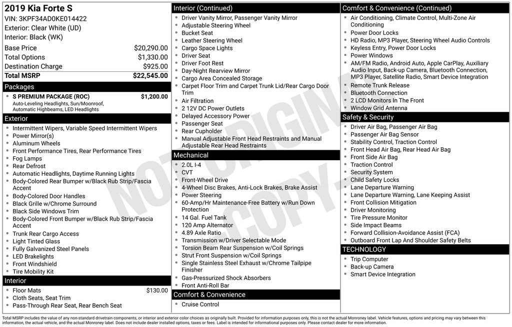 Used 2019 Kia Forte S w/ S Premium Package image 31