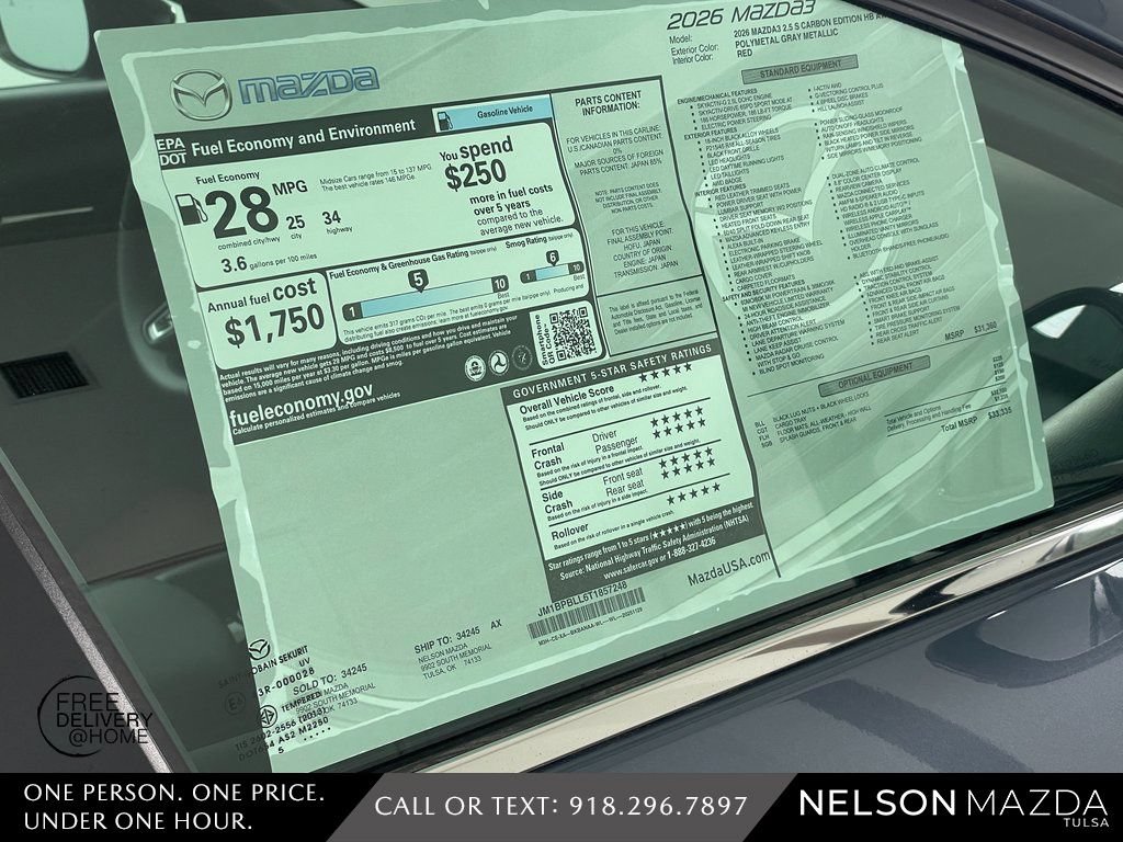 New 2026 MAZDA MAZDA3 Carbon AWD/4WD image 16