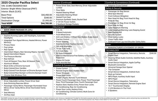 Used 2025 Chrysler Pacifica Select FWD image 7
