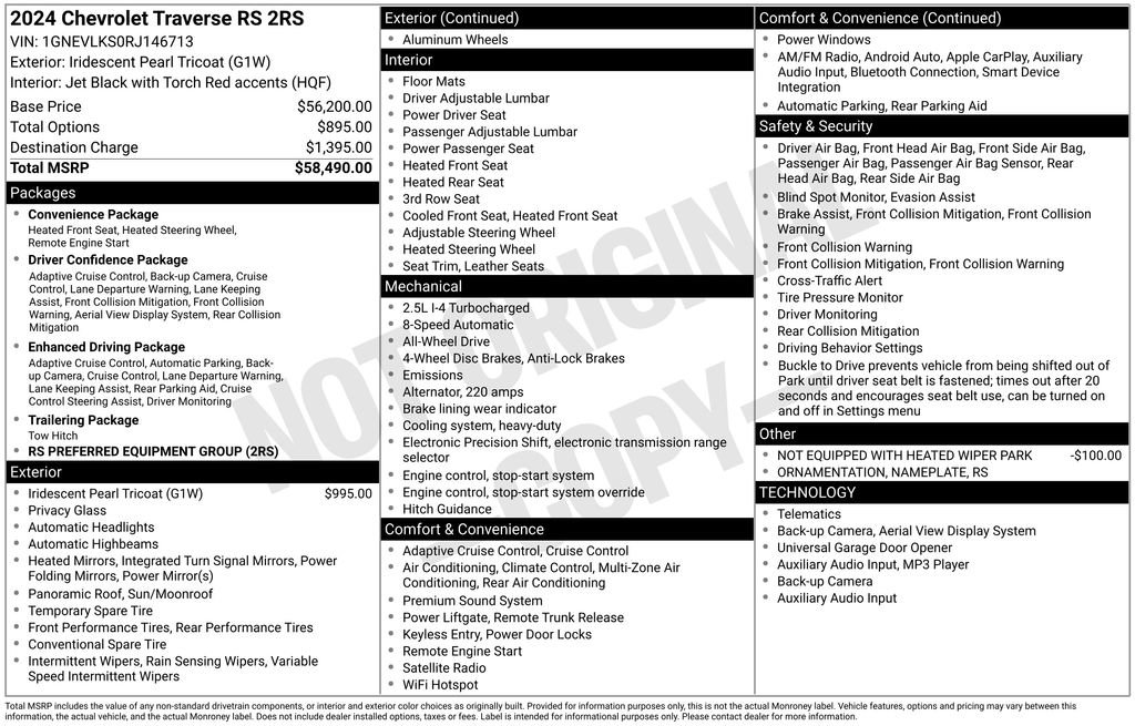 Used 2024 Chevrolet Traverse RS image 2