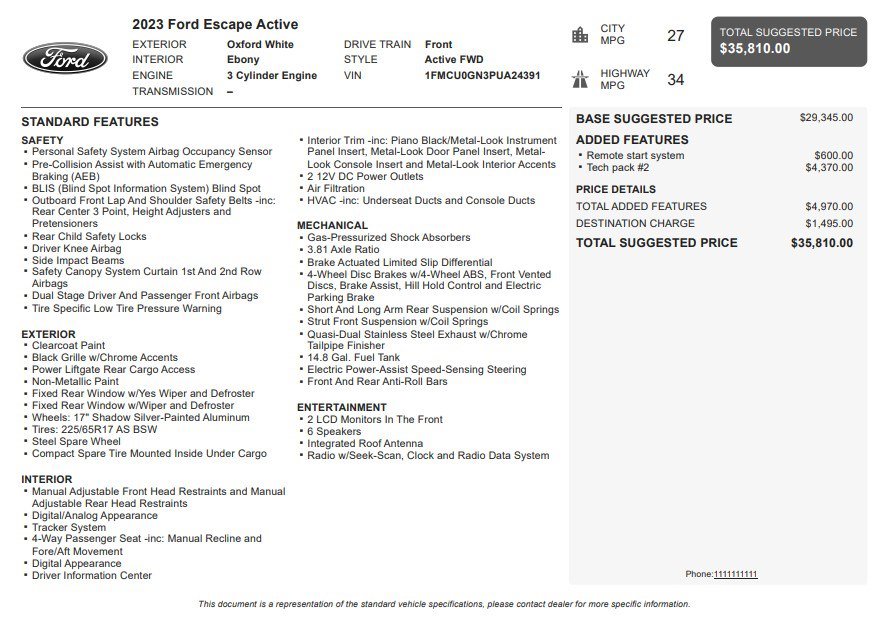 Used 2023 Ford Escape Active w/ Tech Pack #2 FWD image 35