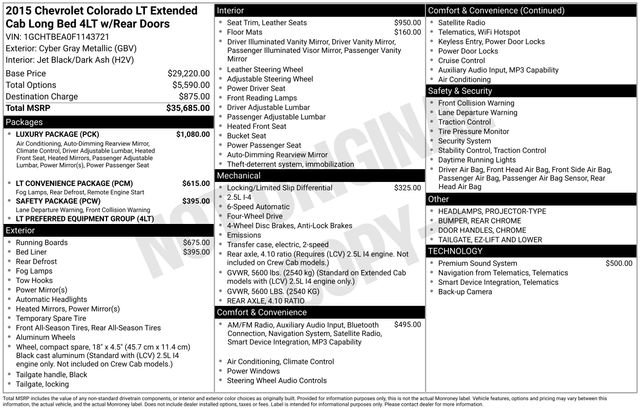 Used 2015 Chevrolet Colorado LT w/ Luxury Package AWD/4WD image 30