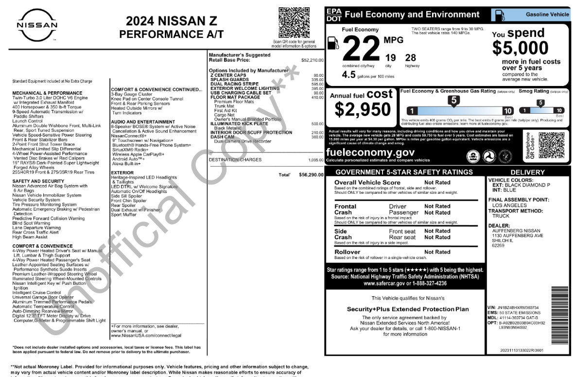 Used 2024 Nissan Z Performance w/ Floor Mat Package RWD image 30