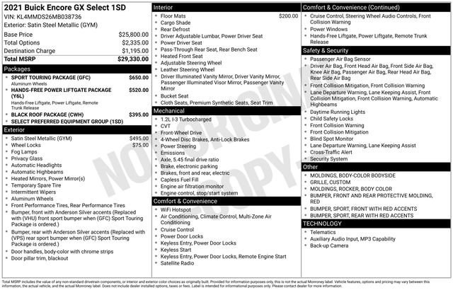 Used 2021 Buick Encore GX Select w/ Sport Touring Package FWD image 6