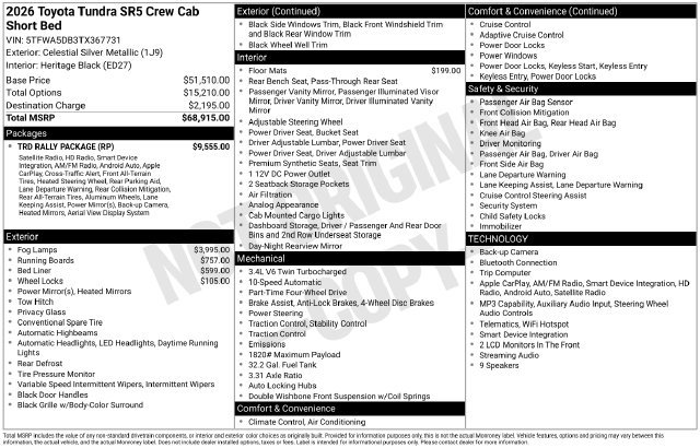 Used 2026 Toyota Tundra SR5 w/ TRD Rally Package AWD/4WD image 38