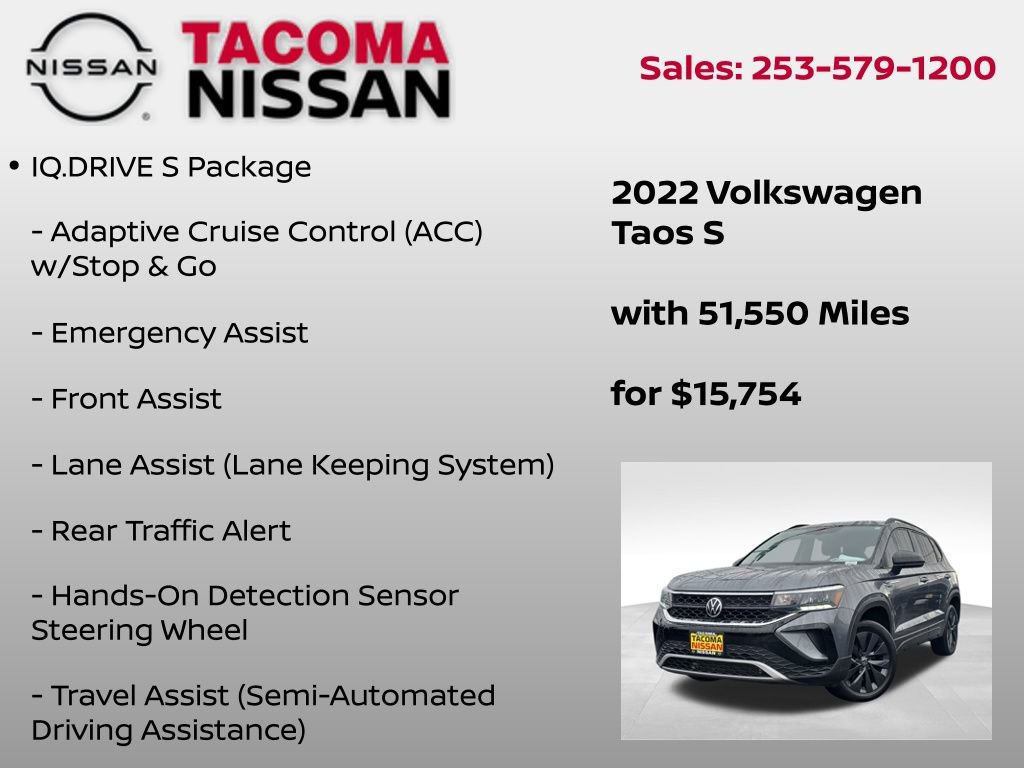 Used 2022 Volkswagen Taos S w/ IQ Drive S Package image 12