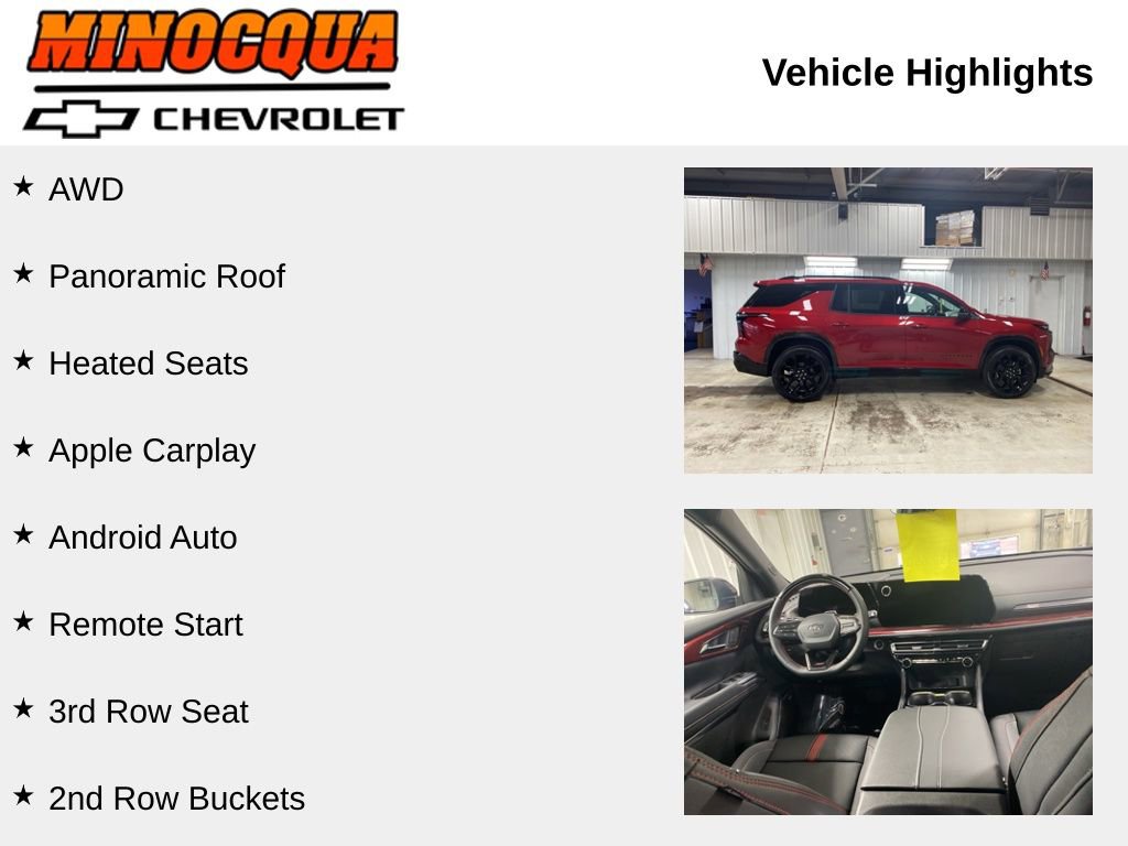 New 2026 Chevrolet Traverse RS w/ LPO, Floor Liner Package AWD/4WD image 2