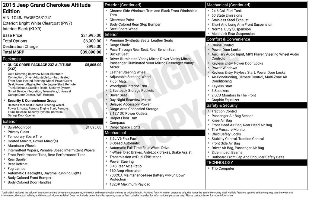 Used 2015 Jeep Grand Cherokee Altitude image 19