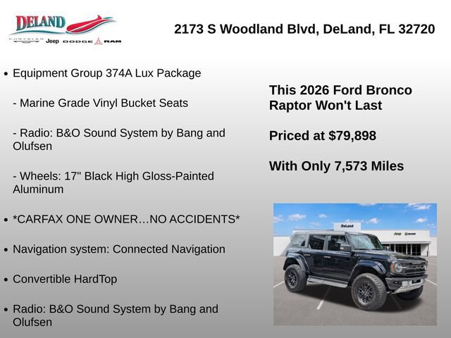 Used 2026 Ford Bronco Raptor w/ Interior Carbon Fiber Pack AWD/4WD image 8
