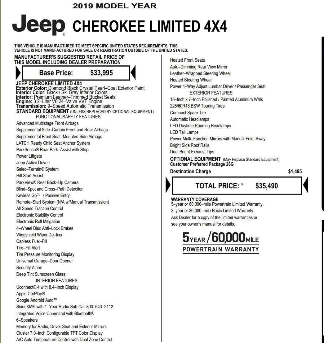 Used 2019 Jeep Cherokee Limited AWD/4WD image 2
