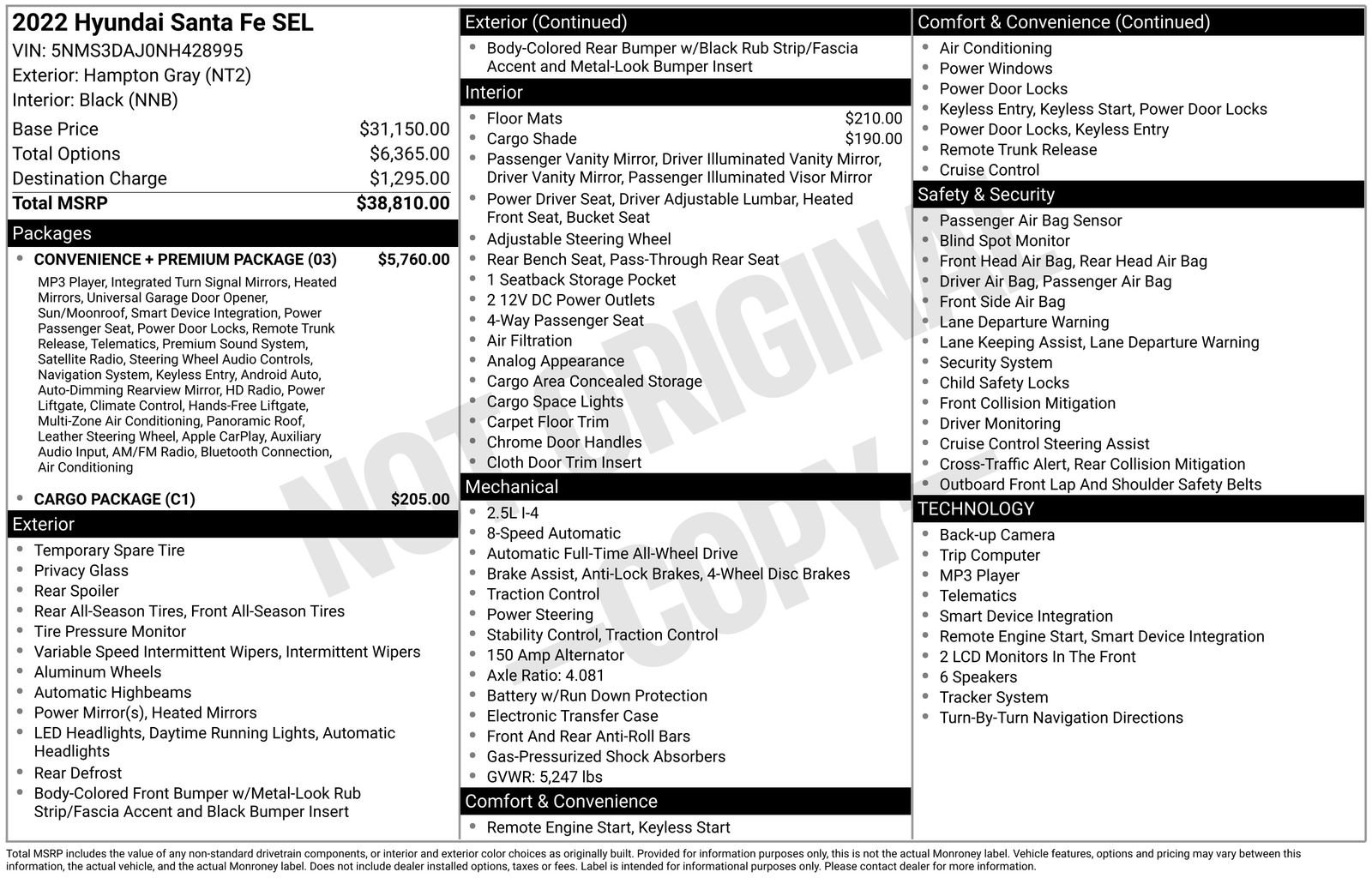 Used 2022 Hyundai Santa Fe SEL w/ Convenience + Premium Package AWD/4WD image 47