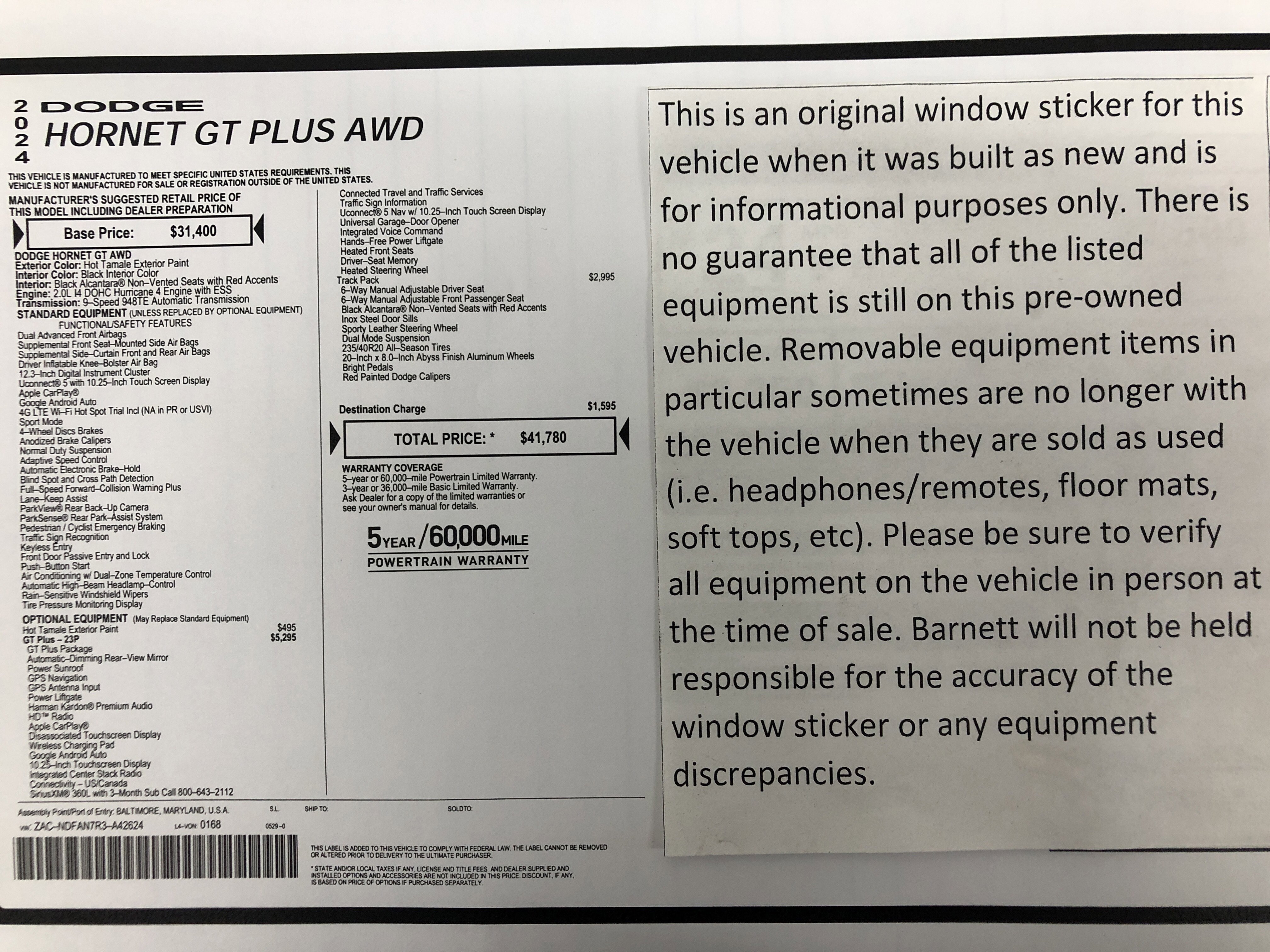 Used 2024 Dodge Hornet GT image 2