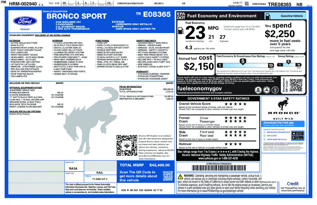 New 2026 Ford Bronco Sport Badlands w/ Badlands Tech Package AWD/4WD image 2