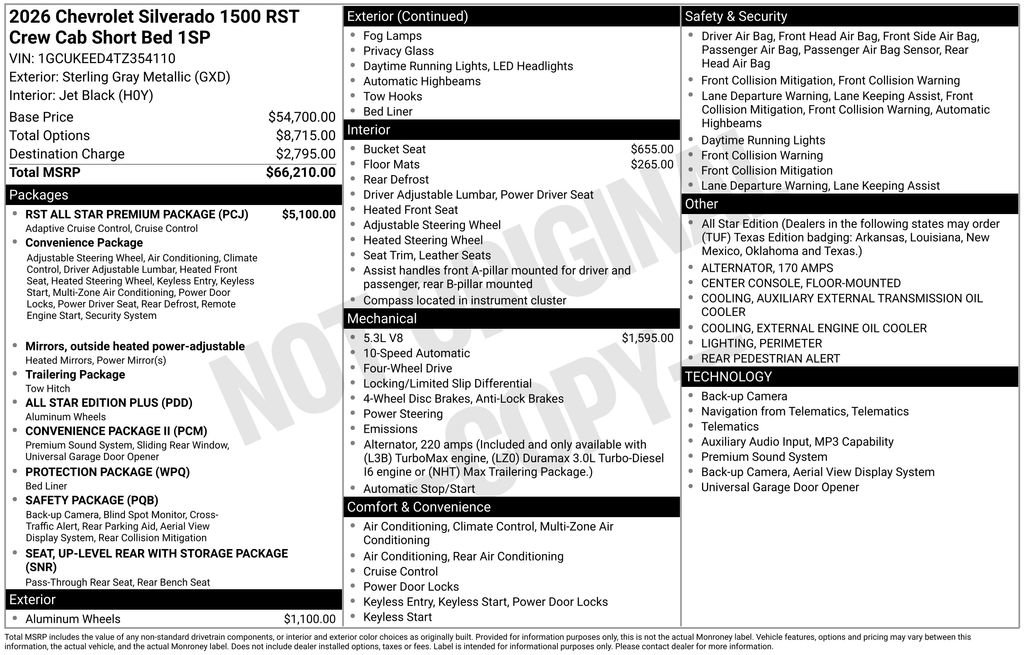 New 2026 Chevrolet Silverado 1500 RST w/ RST All Star Premium Package image 3