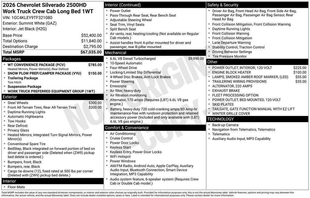 New 2026 Chevrolet Silverado 2500 W/T w/ WT Convenience Package AWD/4WD image 2