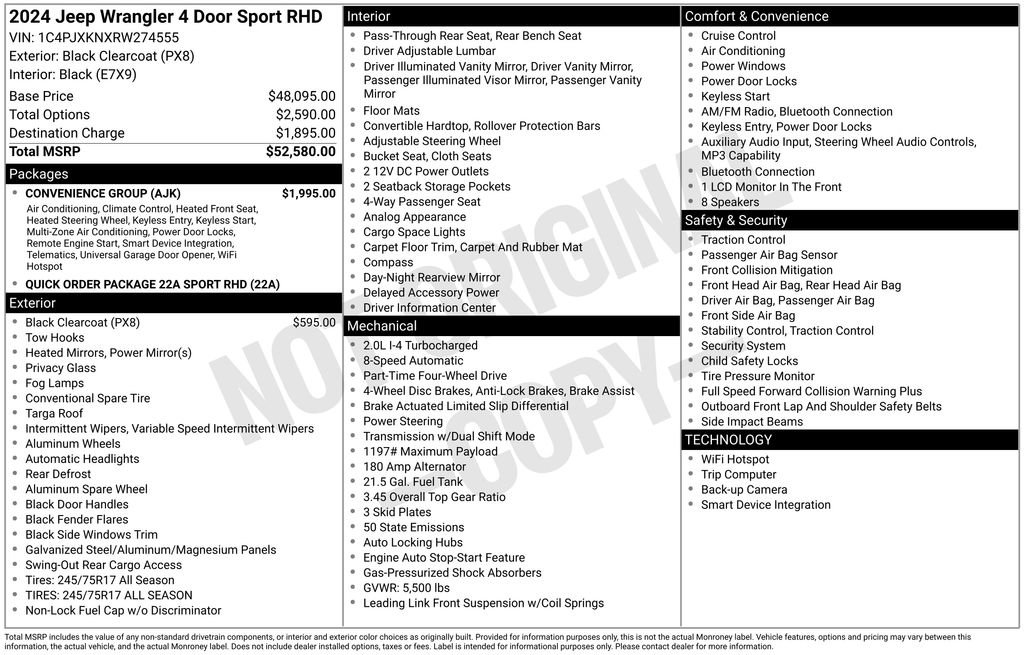 Used 2024 Jeep Wrangler Unlimited Sport w/ Convenience Group image 15