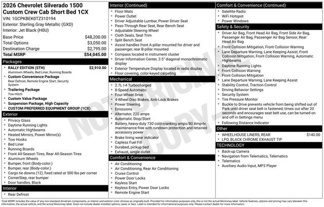 New 2026 Chevrolet Silverado 1500 Custom w/ Rally Edition image 36