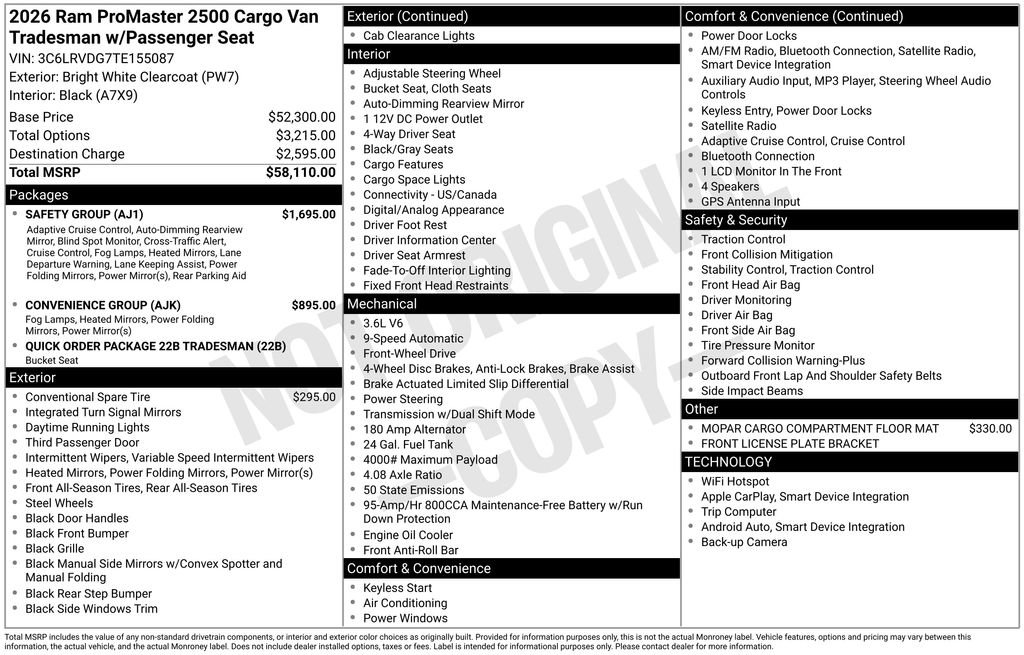 New 2026 RAM ProMaster 2500 w/ Safety Group FWD image 24