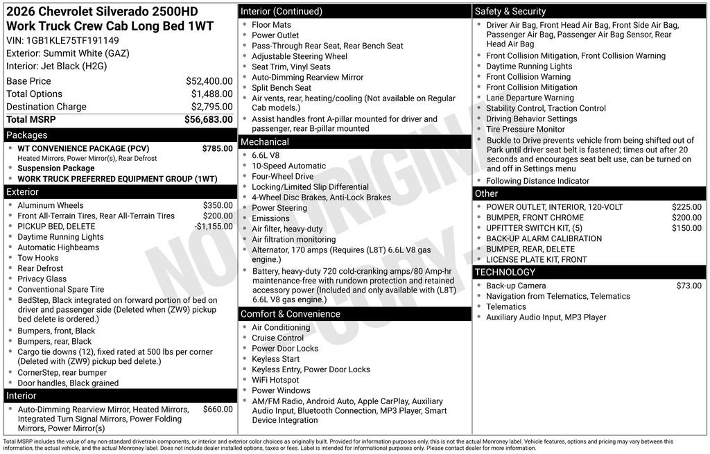 New 2026 Chevrolet Silverado 2500 W/T w/ WT Convenience Package AWD/4WD image 4