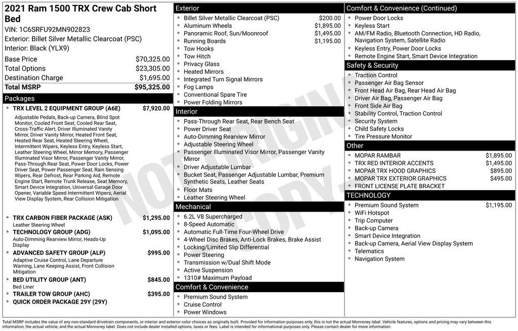 Used 2021 RAM 1500 TRX w/ TRX Level 2 Equipment Group AWD/4WD image 34