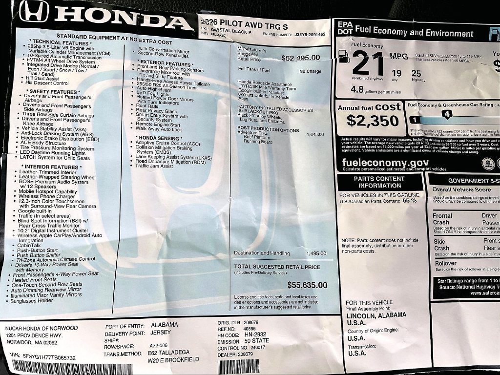 New 2026 Honda Pilot Touring image 16