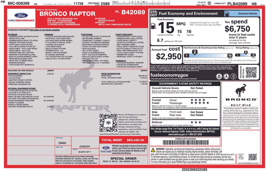 Used 2023 Ford Bronco Raptor AWD/4WD image 10