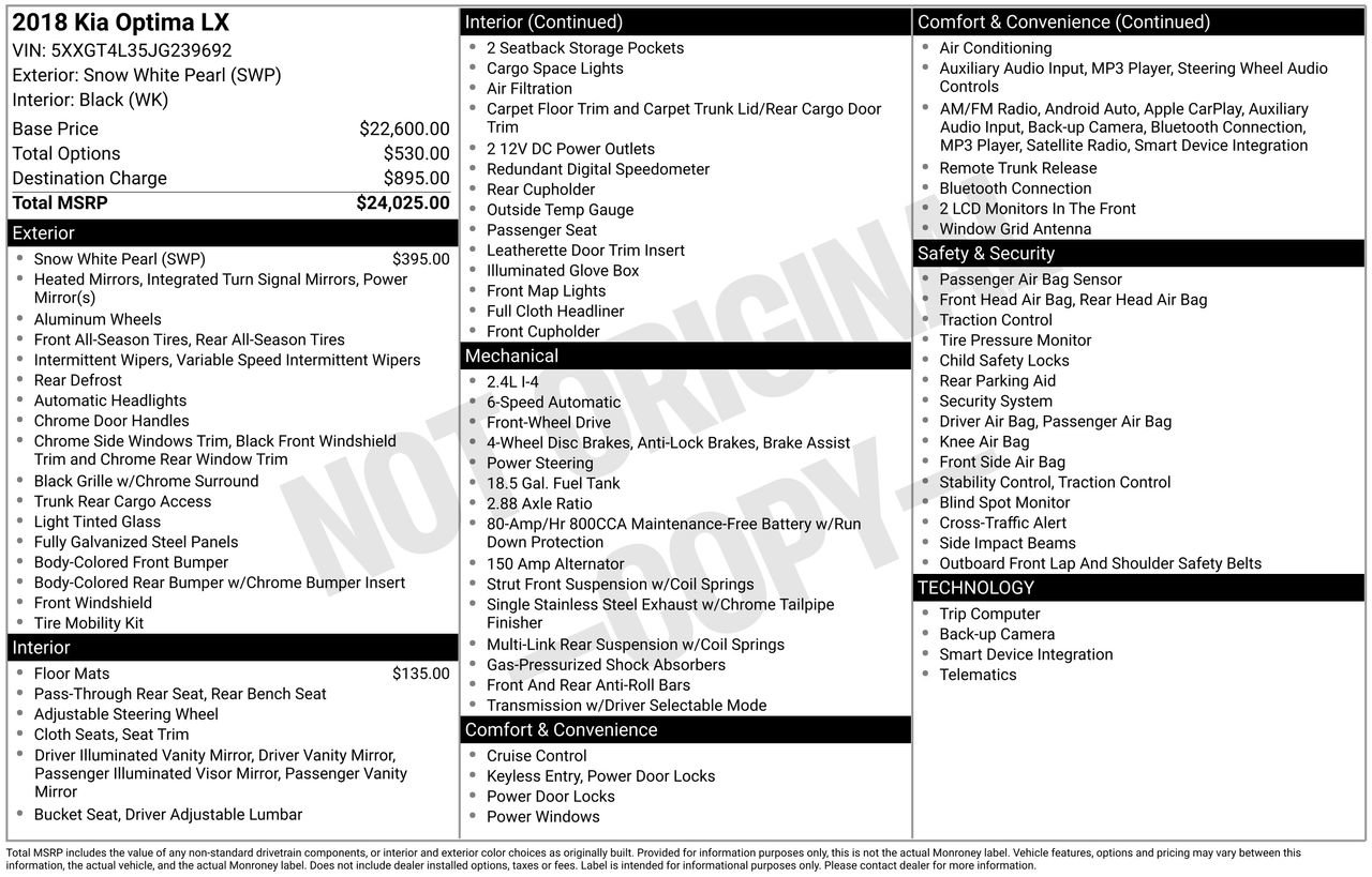 Used 2018 Kia Optima LX image 48