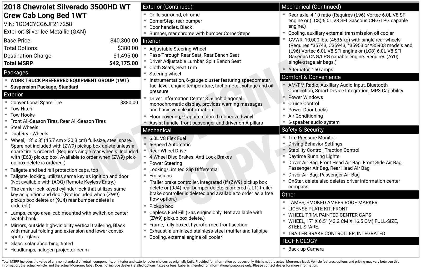 Used 2018 Chevrolet Silverado 3500 W/T RWD image 31