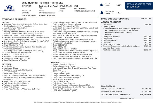 New 2027 Hyundai Palisade SEL AWD/4WD image 48