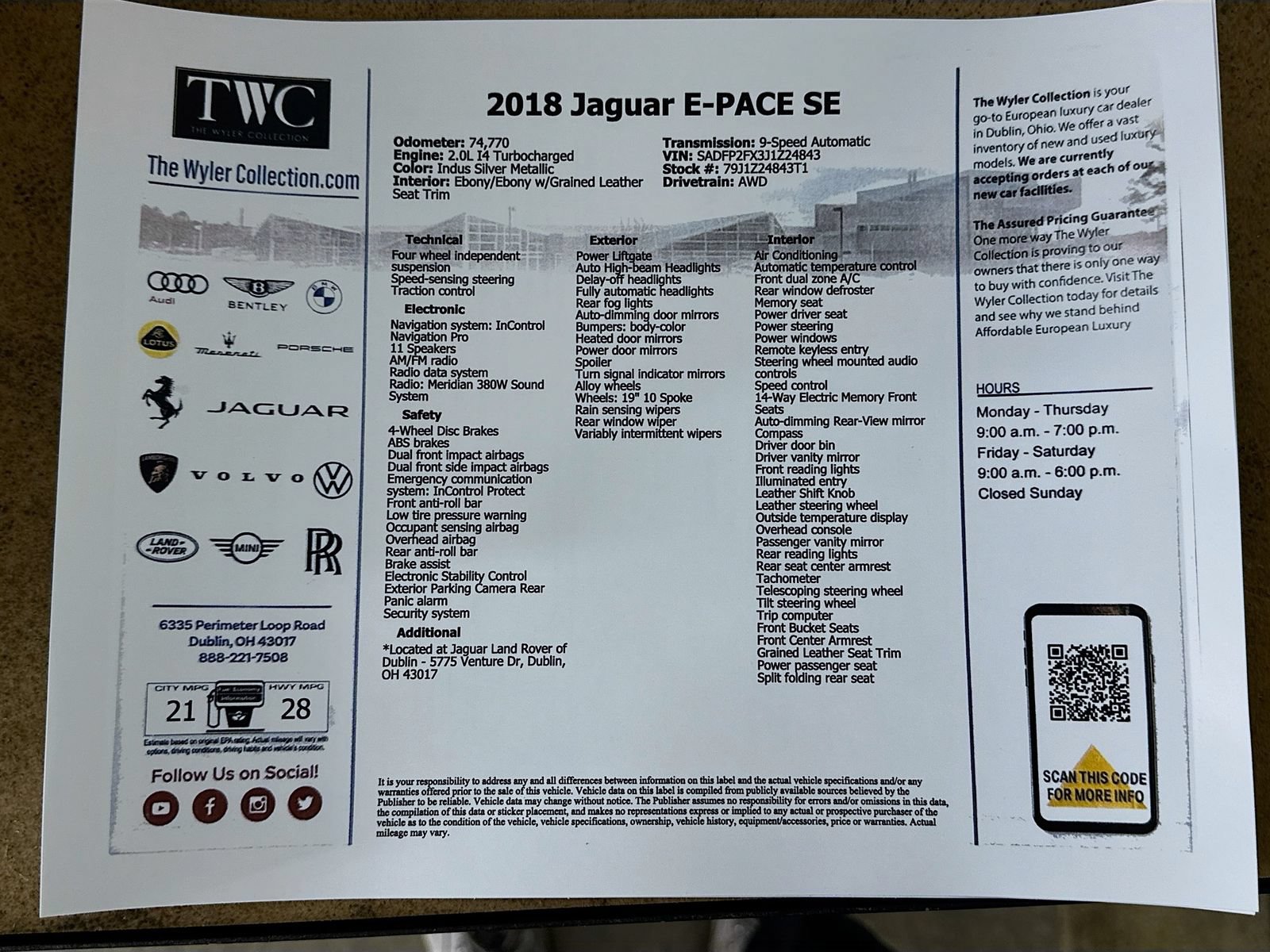 Used 2018 Jaguar E-PACE SE AWD/4WD image 47